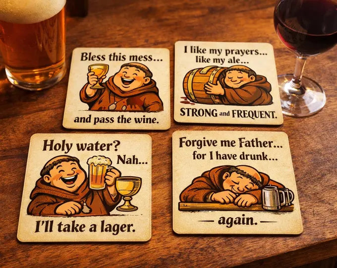 Funny Drunk Monk Coasters