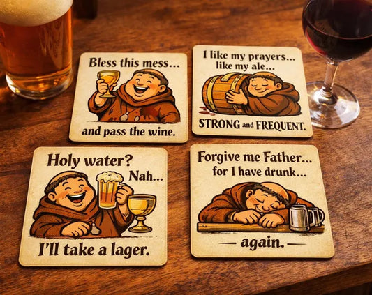 Funny Drunk Monk Coasters