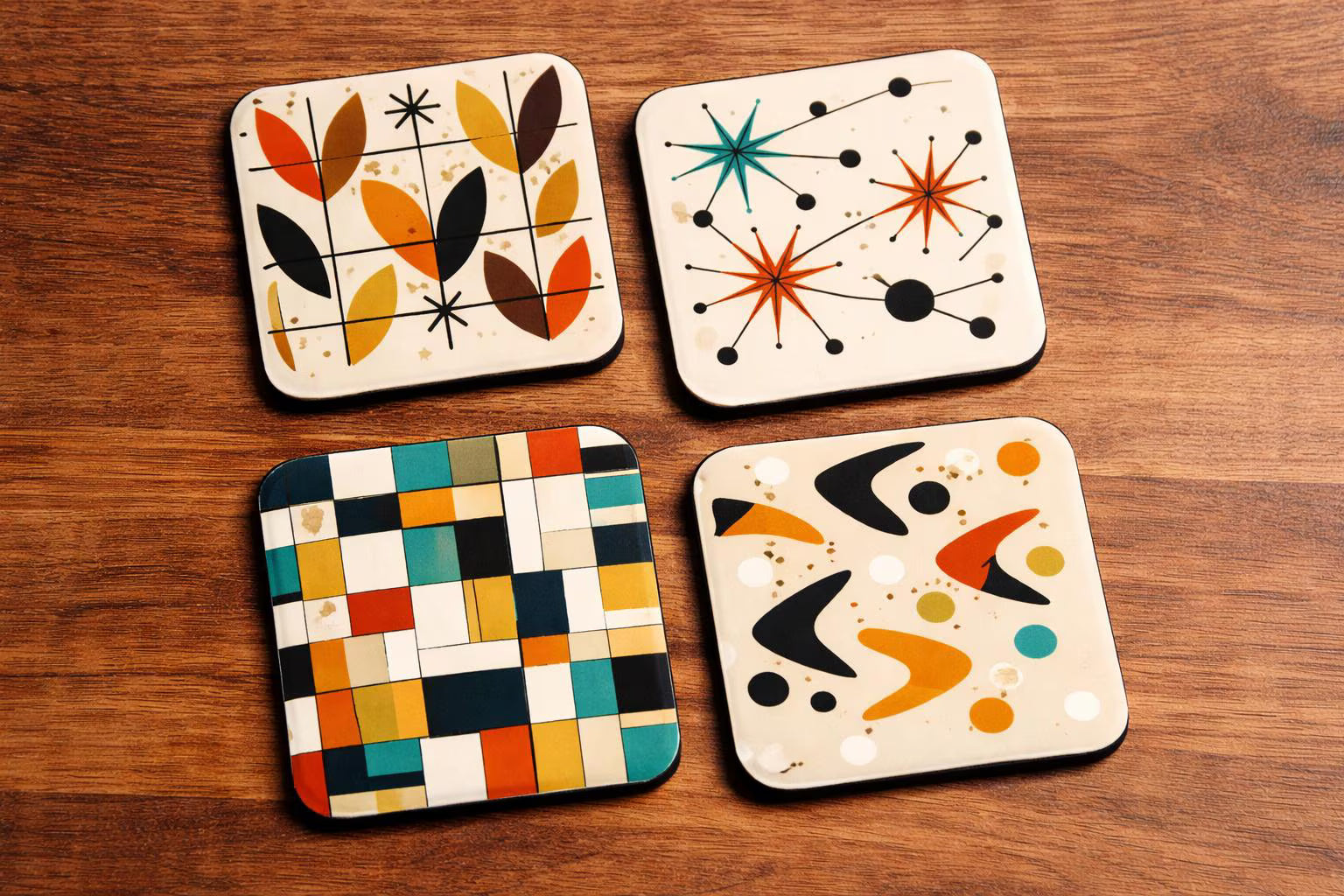Mid Century Modern Atomic Coaster Set