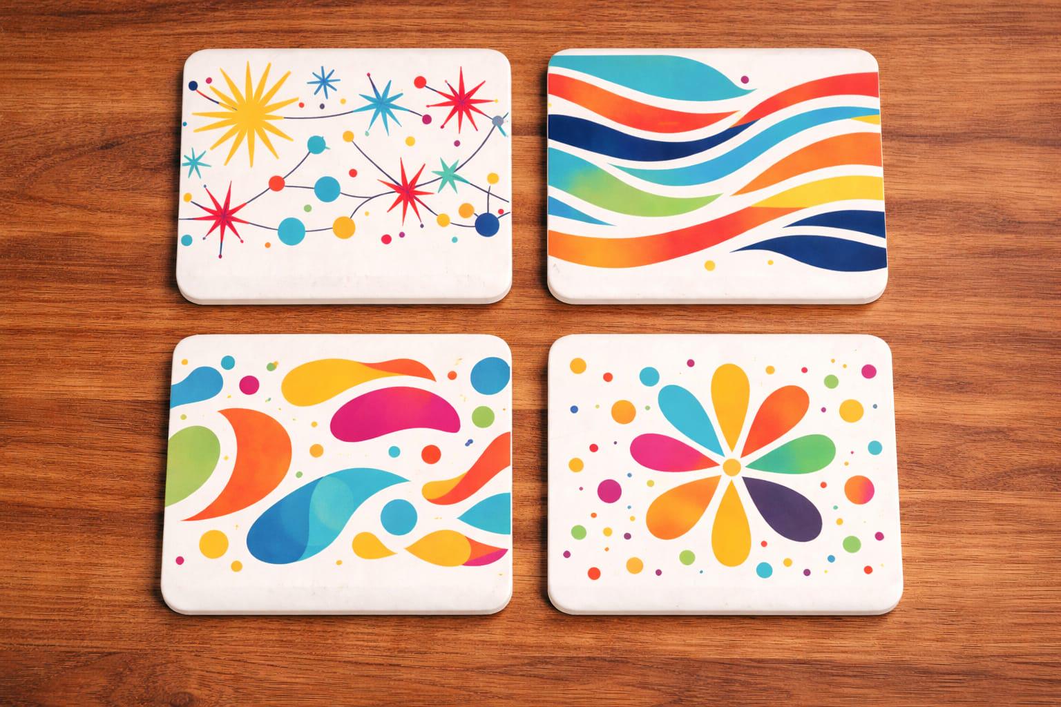 Mid Century Modern Wavy Retro Coaster Set