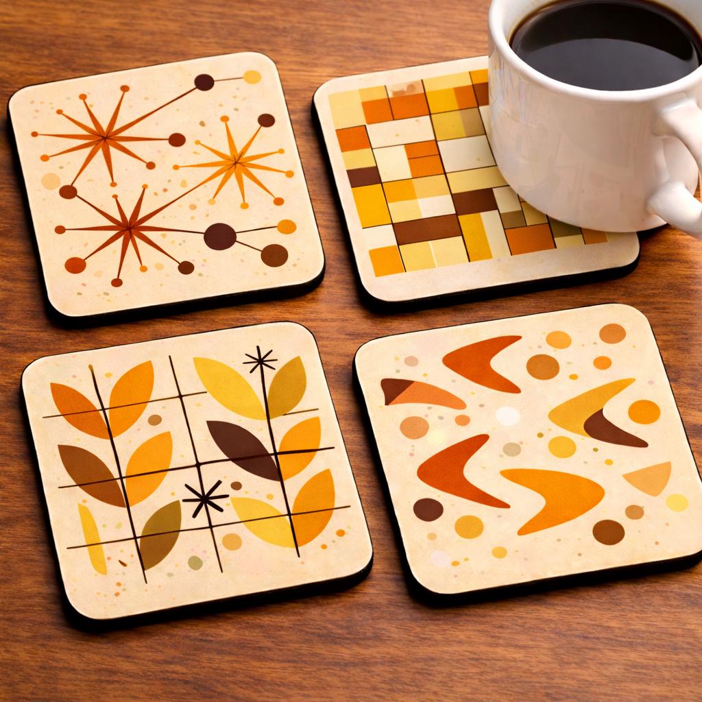 Mid Century Modern Atomic Coaster Set