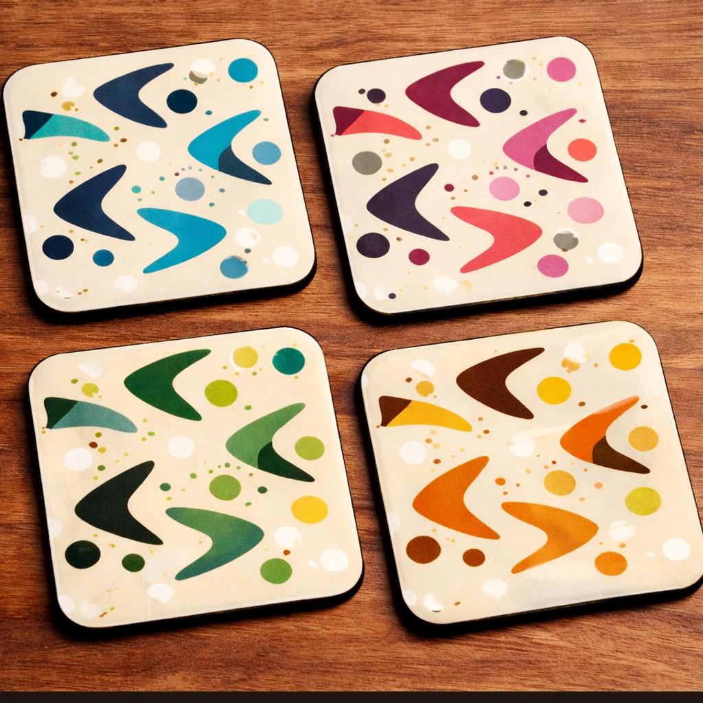 Mid Century Modern Atomic Coaster Set