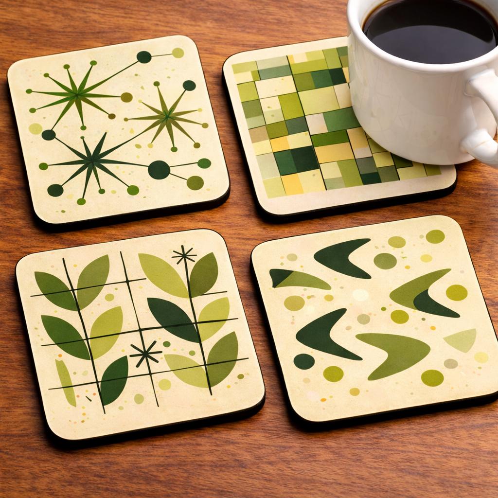 Mid Century Modern Atomic Coaster Set