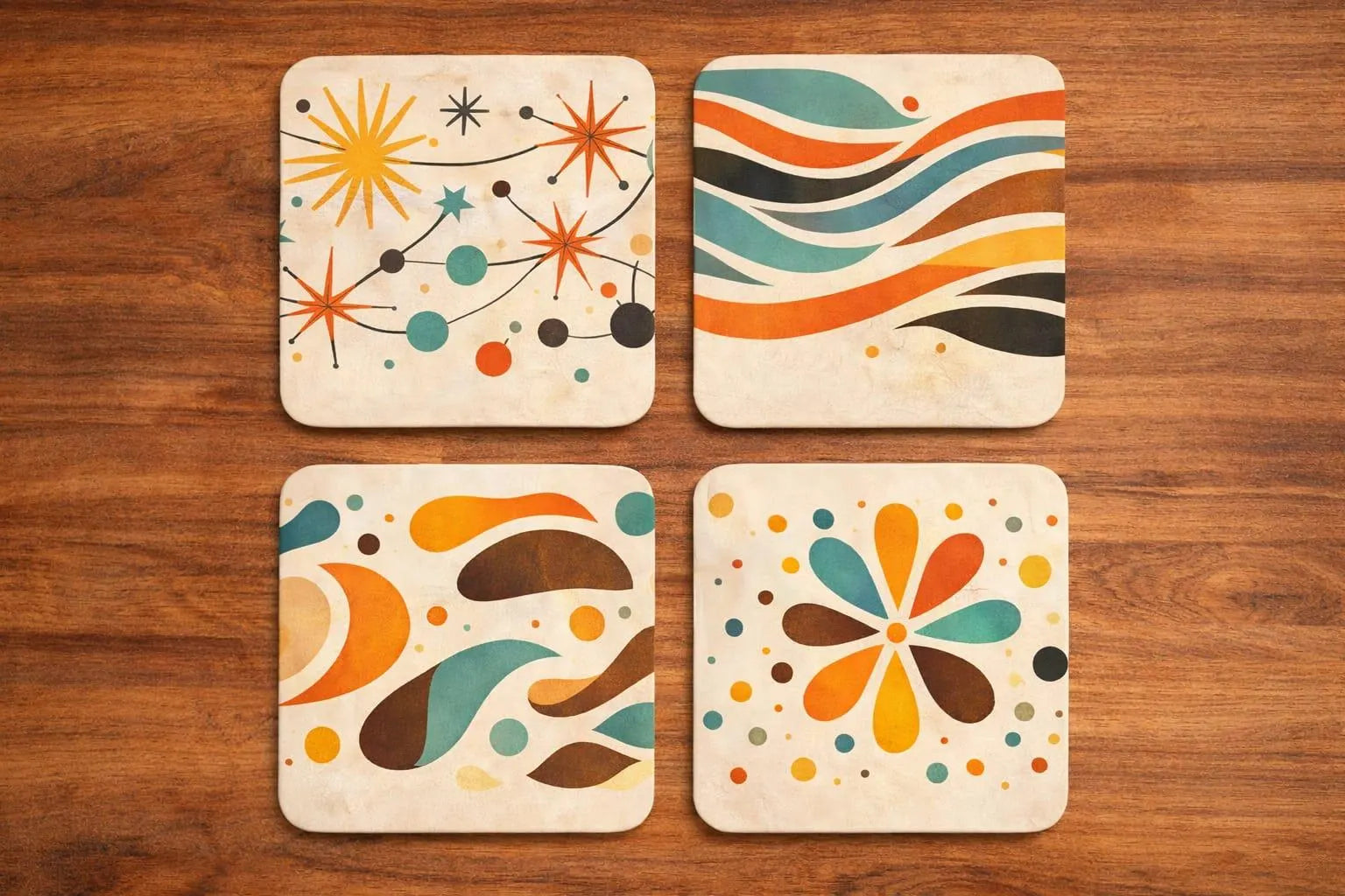 Mid Century Modern Atomic Coaster Set