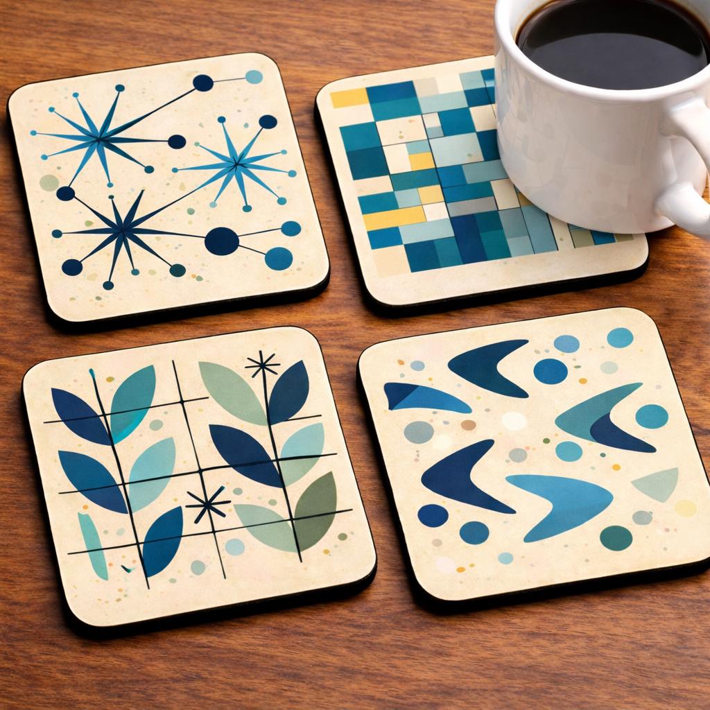 Mid Century Modern Atomic Coaster Set