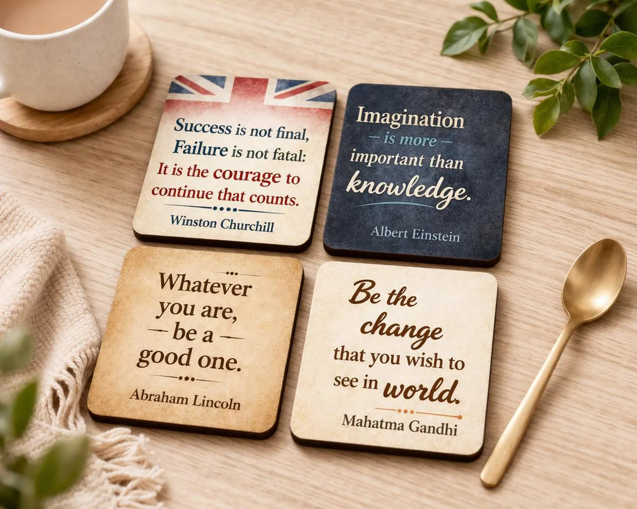 Set Of 4 Inspirational Quote Coasters