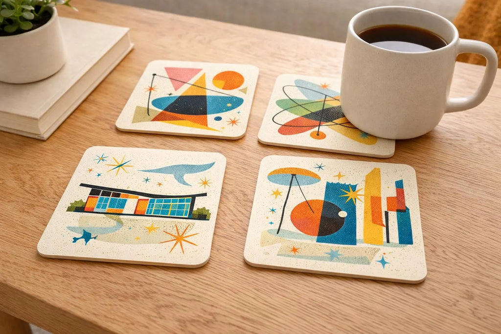 Mid Century Modern Abstract Coaster Set