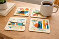 Mid Century Modern Abstract Coaster Set
