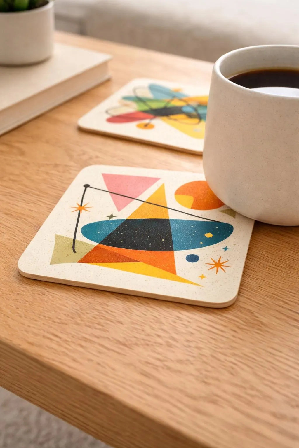 Mid Century Modern Abstract Coaster Set