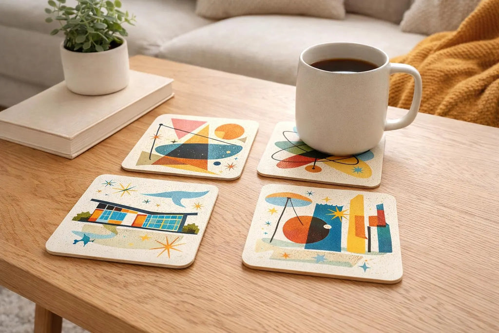 Mid Century Modern Abstract Coaster Set