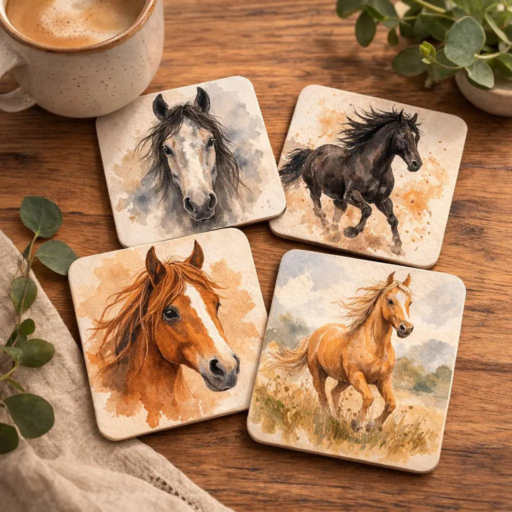 Watercolour Horse Coaster Set