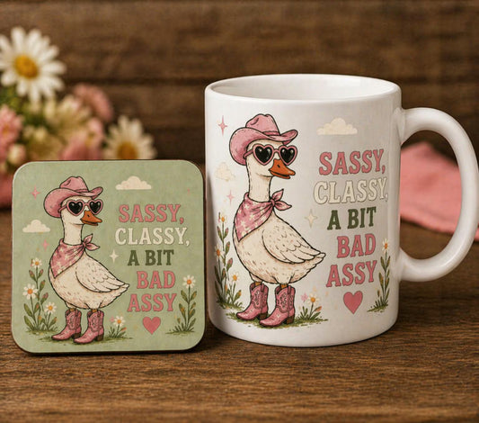 Sassy Goose Mug And Coaster Set